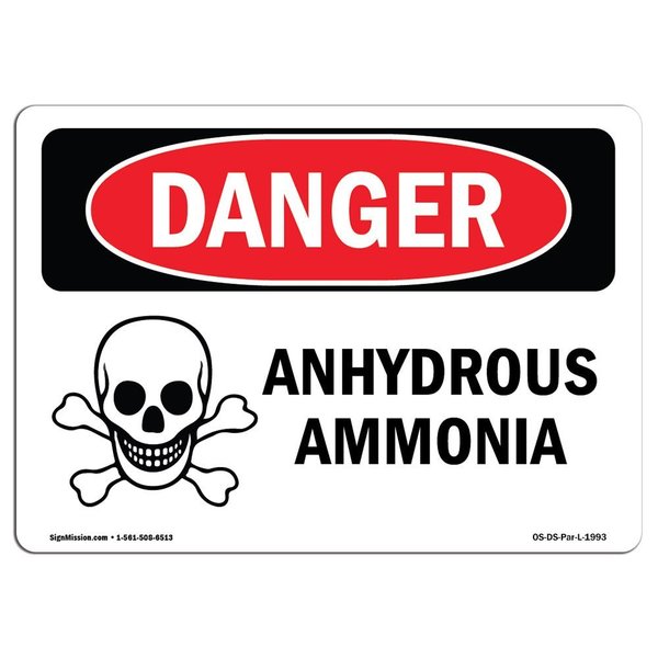 Signmission Safety Sign, OSHA Danger, 3.5" Height, 5" Width, Anhydrous Ammonia, Landscape, 10PK OS-DS-D-35-L-1993-10PK